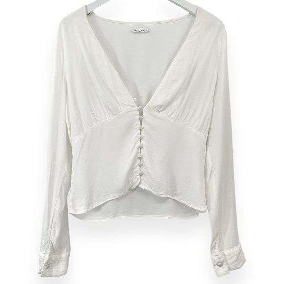Reformation Tops - Reformation White Fulham Long Sleeve Crepe Blouse sz M